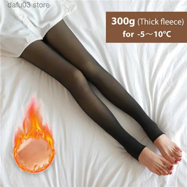 Hosiery Christmas Winter Warm Tight Women's Wool High Waist Hot Socks Insulated False Transparent Pantyhose Z230810