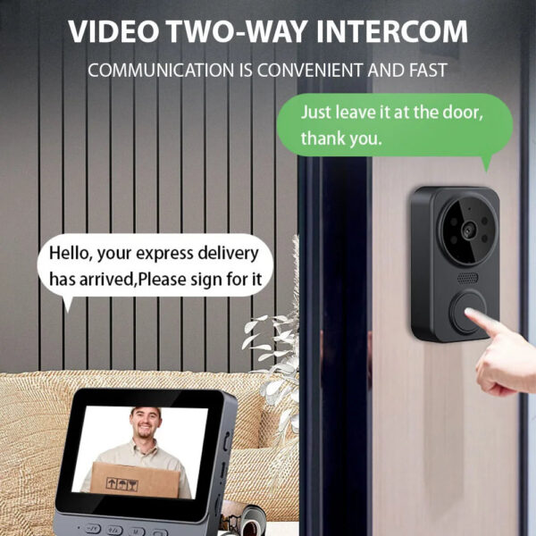 63e50aff54b723cf 4.3'' IPS Screen 2.4G Wireless Visual Intercom Doorbell with Screen Smart High-definition Video Monitoring Two-Way Intercom