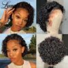 63eb833691572b9f Pixie Cut HaiShort Curly Front Human Hair For Women Brazilian Water Wave Bob Wig 13x1 Transparent Lace Wigs