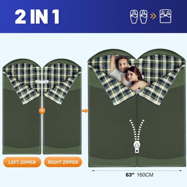 Backpacking Flannel Sleeping Bag Lightweight for Adults Hiking Ultralight Compact Sleeping Bag Portable Warm Weather Summer with Compression Sack