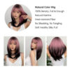 63fd3b55ffbcfb10 FERRE Black Pink Ombre Synthetic Cosplay Long Straight Layered Wigs with Bangs for Women Heat Resistant Fake Hair