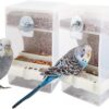 63fdf6bfd1f28acf PINVNBY No-Mess Bird Feeder Parrot Automatic Feeder Seed Food Container Perch Cage Accessories for Budgerigar Canary Cockatiel Finch Parakeet Green Cheek Conures Parrotlets Lovebirds