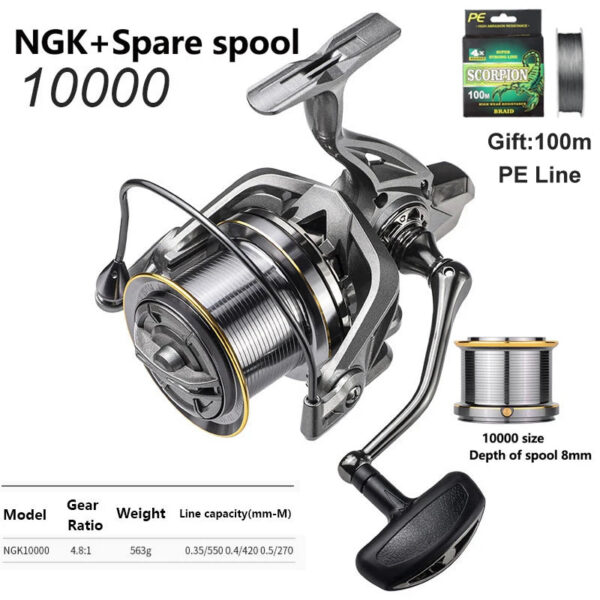6403d913baff4646 LINNHUE Big Spinning Fishing Reel 8000-14000 9000 10000 12000 Max Drag 20KG Sea Reel Free Line Saltwater Freshwater Fish Pesca