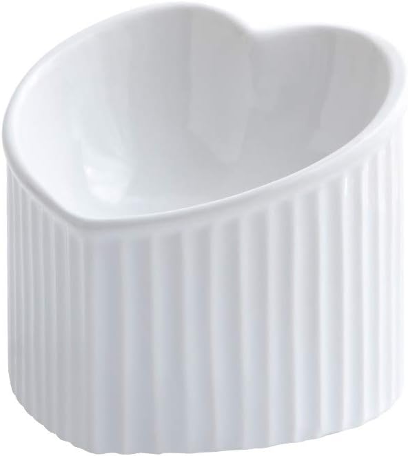 640555a8d20eeb43 Cat Food Water Bowl Set - Raised Ceramic Cat Feeding Bowls with Non Slip Mat - Elevated Cat Dish Anti Vomiting - Whisker Friendly Wide Cat Bowl - Microwave and Dishwasher Safe - White & Pink (2pcs)