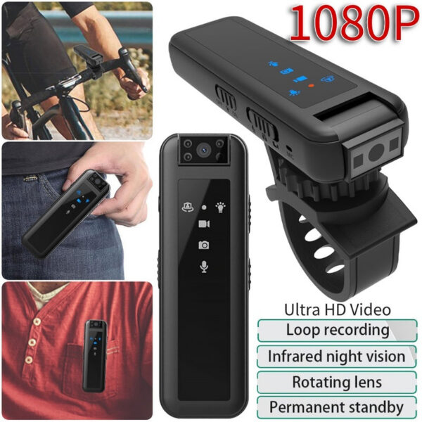 64063be2a3163947 HD 1080P Mini Bicycle Stand Law Enforcement Recorder Detection Magnetic Function Outdoor Sports Camera