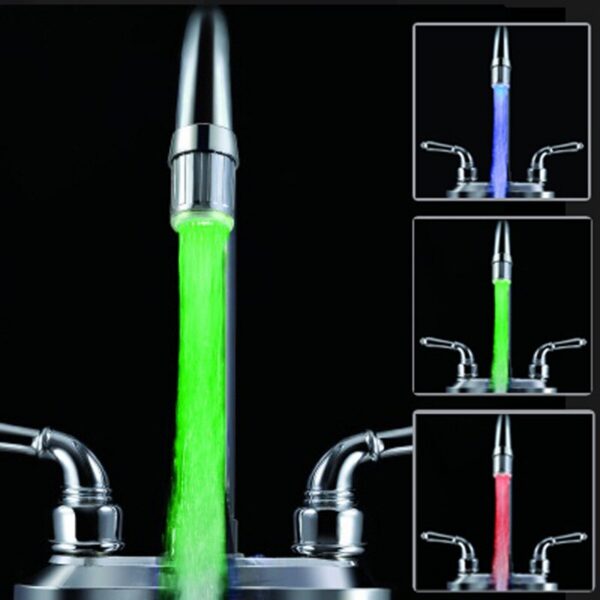 Bathroom LED 3-Color Light-up Temperature Kitchen Glow Water Saving Faucet Aerator Nozzle Shower