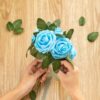 6432042ed6d2f31c Artificial Flower Foam Purple Rose 50pcs Real Looking Fake Rose with Stems Leaves for Home Decoration Party Garden Centerpieces DIY Wedding Bouquets(Purple)