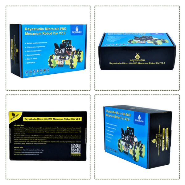 Keyestudio Micro bit 4WD Mecanum Board Robot V2.0 With Python Language Programming System For Microbit Smart Car Kit