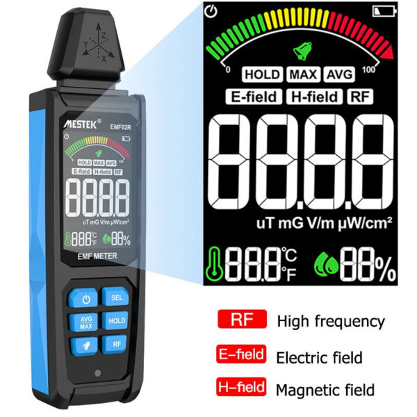 643b34293e75b64f EMF02R Color Screen EMF 30Mhz~8GHz High Frequency Electromagnetic Radiation Detection Meter Electric/Magnetic Field Tester
