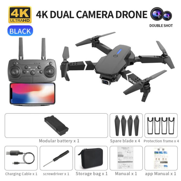 645579cd5616ed03 Professional Drone E88 4k wide-angle HD camera WiFi fpv height Hold Foldable RC quadrotor helicopter Camera-free children's toys
