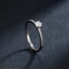 Modian Solid 925 Sterling Silver Simple Round Clear CZ Finger Rings For Women & Girls Cassic Wedding Statement Fine Jewelry Gift