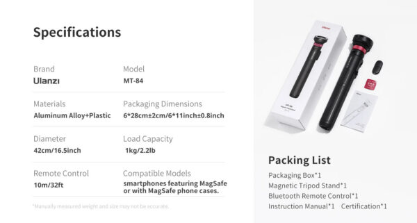 646b1ef45ef34b3e Ulanzi MT-84 1.53M Magsafe Selfie Stick Tripod Stand Bluetooth Remote Phone Extension Tripod for IPhone 16 15 LiveStreaming Vlog