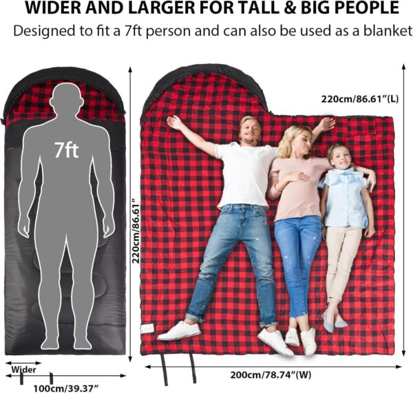 GEERTOP Schlafsack XXL 4 Jahreszeiten Flanell Campingschlafsack Übergröße 220x100cm für Erwachsene Outdoor Rucksackreisen, Wandern