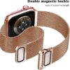 Geoumy Metal Magnetic Bands Compatible for Apple Watch Band 38mm with Case, Stainless Steel Milanese Mesh Loop Replacement Strap Compatible with iWatch Series 8/7/6/5/4/3/2/1 SE Women Men, Rose Gold