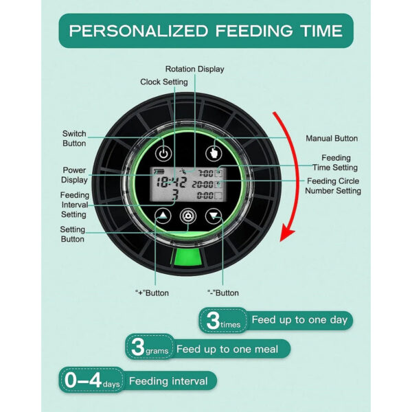 Fish for Aquarium Automatic Food Dispenser Rechargeable Timer Feeder with USB Cable LCD Display