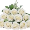Artificial Rose Flower Dusty Rose Flower Silk Flowers 12 pcs with Long Stem Silk Roses Bouquet for Wedding Bridal Shower Party Home Decoration