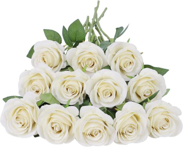 Artificial Rose Flower Dusty Rose Flower Silk Flowers 12 pcs with Long Stem Silk Roses Bouquet for Wedding Bridal Shower Party Home Decoration