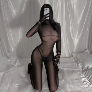 64ceb0de6319a8aa Plus Size Lace Crotchless Halter Bodysuit See Through Lingerie for Women BDSM Body Stocking Lingerie Halloween Erotic Costumes