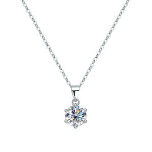 64d90581714be74a Smyoue D Color 1 2 3 Carat Moissanite Necklace For Women Six Prong Simulated Diamond Pendant Sterling Sier Wedding Jewelry