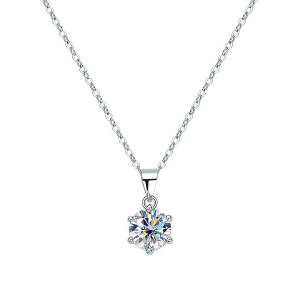 Smyoue D Color 1 2 3 Carat Moissanite Necklace For Women Six Prong Simulated Diamond Pendant Sterling Sier Wedding Jewelry