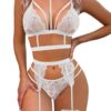 64e1aee1e08439e2 Avidlove Lace Garter Lingerie with Removable Choker Teddy Babydoll Strappy Bra and Panty Set (No Stockings)