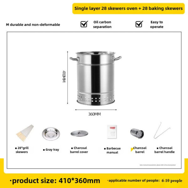 64e6ee4c9c438b26 Stainless Steel Wrap-around Grill Charcoal Grill Smokeless Grill Cooking Grate Portable Camping Oven Household Barbecue Tools