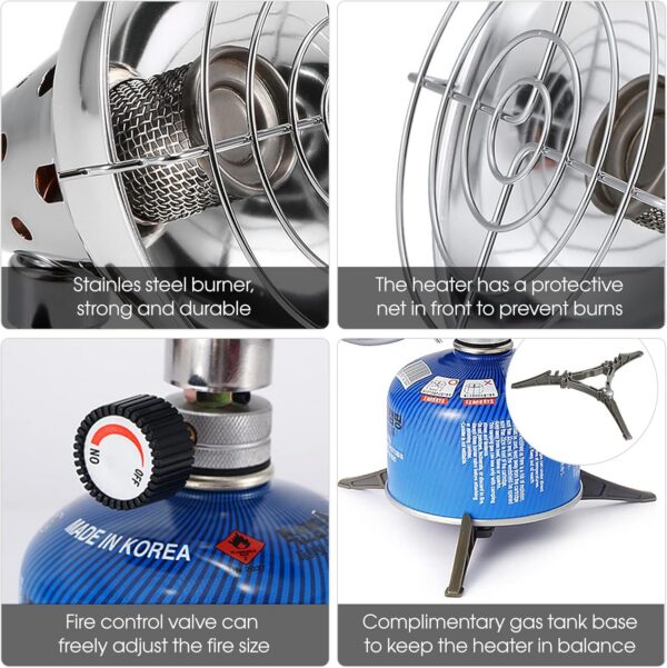 Lixada Camping Heater Portable Lightweight Gas-Heater Stainless Steel Camp Gas Heater for Outdoor Winter Warmth Tent Backpacking Picnic Hiking Traveling BBQ