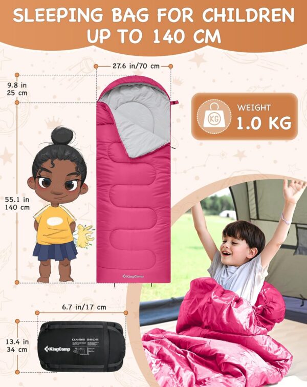 64f60c62595ae81d KingCamp Kids Sleeping Bag 3 Season- Lightweight Waterproof Camping Sleeping Bag Indoor & Outdoor Use for Kids for Camping with Compression Sack