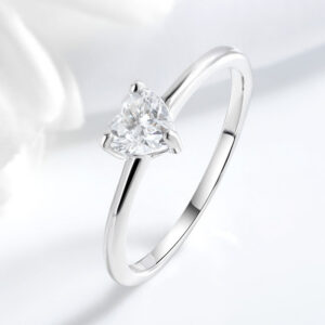 Smyoue White Gold 0.5ct 5mm Heart Cut Moissanite Ring for Women S Solid Sier Lab Diamond Wedding Band Jewelry GRA