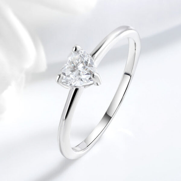 Smyoue White Gold 0.5ct 5mm Heart Cut Moissanite Ring for Women S Solid Sier Lab Diamond Wedding Band Jewelry GRA