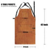 Synthetic Leather Welding Heat Flame-Resistant Heavy Duty Work Forge Apron With 6 Pockets 42Inch Large