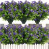 RECUTMS 12 Bundles Artificial Outdoor Plants, Artificial Greenery for Flower Arrangements Shrubs UV Resistant Faux Plastic Plants Spring Decorations for Home Front Porch Decor(White)