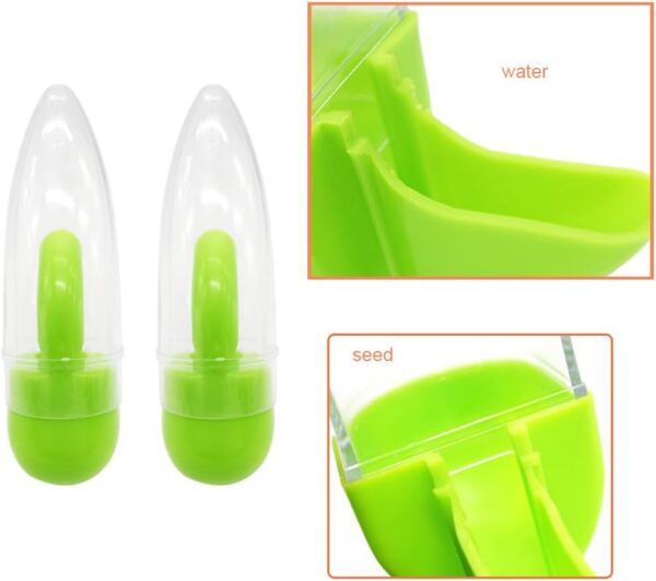 Birds Water Dispenser for Cage, Parakeet Feeder and Drinker Set, Plastic Seed & Water Dispenser, Automatic Bird Cage Water Feeder for Parrot Canaries Finches Budgie, 12 Days Capacity（4.05oz）
