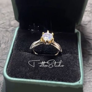 65478e966d74db63 Electroplated Gold Women's Zircon Imitated Mossani Ring With Gemstone Beautiful Jewelry Couple Wedding Accessories New