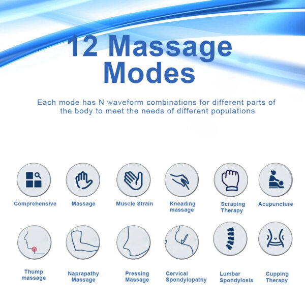 65530f9d11442fe6 12 Modes Low Frequency Therapy Device TENS Machine EMS Muscle Stimulator Electronic Pulse Massager Myostimulation Apparatus