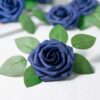 Mocoosy 50Pcs Roses Artificial Flowers, Navy Blue Fake Roses for Decorations, Real Touch Foam Rose with Stems Bulk for DIY Wedding Bouquets Centerpieces Arrangements Valentine's Day Party Home Decor