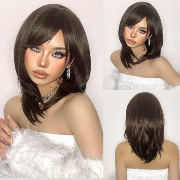 6566ba073a1ab754 Short Straight Blonde Hair For Black Women Shoulder Length Layered Natural Hairline Synthetic Heat Resistant Wig