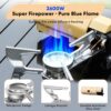 Jargrovs Camping Gaskocher,Portable Gas Camping Stove,Faltbarer Campingkocher mit Tragetasche,2,6 kW Windschutz Gaskocher, kompakter campingkocher gas für Camping,Wandern und Partys (Khaki)
