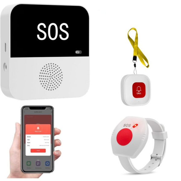 Wireless WiFi Caregiver Pager Call Button Emergency SOS Medical Alert System for Seniors Patients Elderly At Home