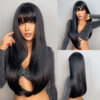 656d1ee3cb158321 Light Wine Red Synthetic Wigs With Bangs for Women Long Straight Hair Wig Natural Cosplay Party Heat Resistant