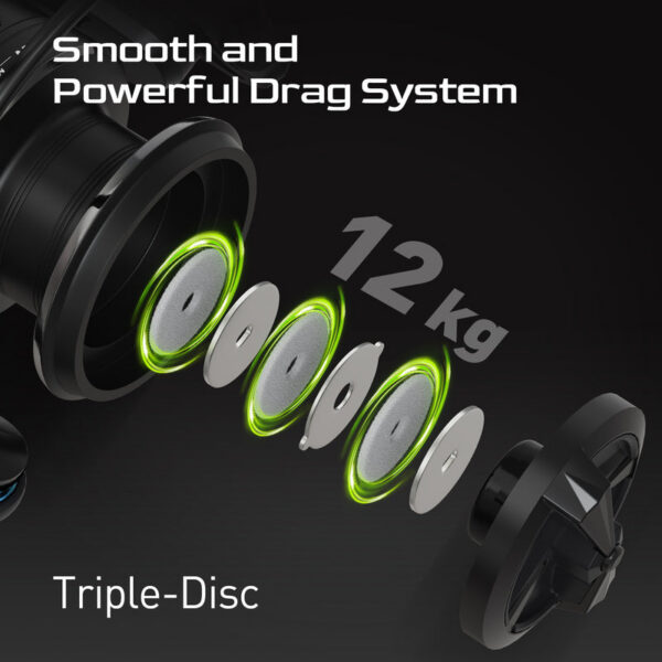 HANDING M1 Spinning 12kg Max Drag Graphite Reel, 9 + 1 Ball Bearings, 5.2:1 Gear Ratio Fishing Reel for Perch Bass and Pike