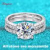 Smyoue Plated 0.6-4.2CT All Moissanite Rings for Women Sparkly Wedding Diamond Band Sterling Sier Jewelry GRA