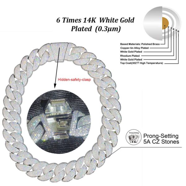 65dba7472d6a3434 Jewelry 22mm Diamond Chain Men Iced Out Bling CZ Sier/Gold Plated Rapper Hip Hop Thick Cuban Link Necklace Gift for Him