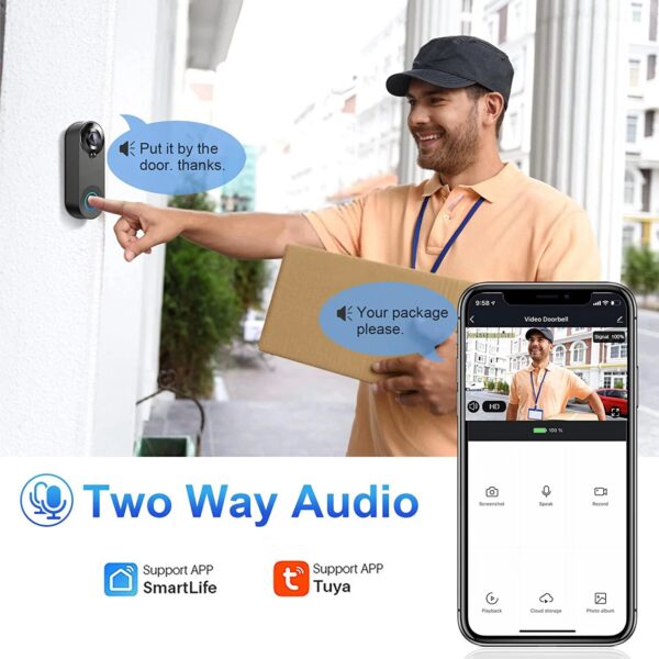 65e27bbe10182b46 1080P Wireless Video Doorbell Camera WiFi Smart Door Bell Tuya Smart Home Security Motion Detect Night Vision Intercom Doorbell