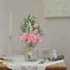 Faux Flowers with Vase,Artificial Silk Roses in Vase, Fake Plant Eucalyptus Flower Arrangement for Home Office Farmhouse Bathroom Dining Table Centerpiece Decorations Coffee Table Decor (Burgundy)