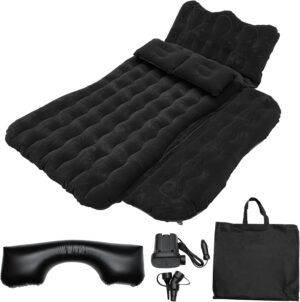 ACROPIX Inflatable SUV Truck Car Air Mattress Back Seat Camping Bed Thickened Car Sleeping Pad for Travel Car Bed SUV Mattress with Car Air Pump and Pillows Black
