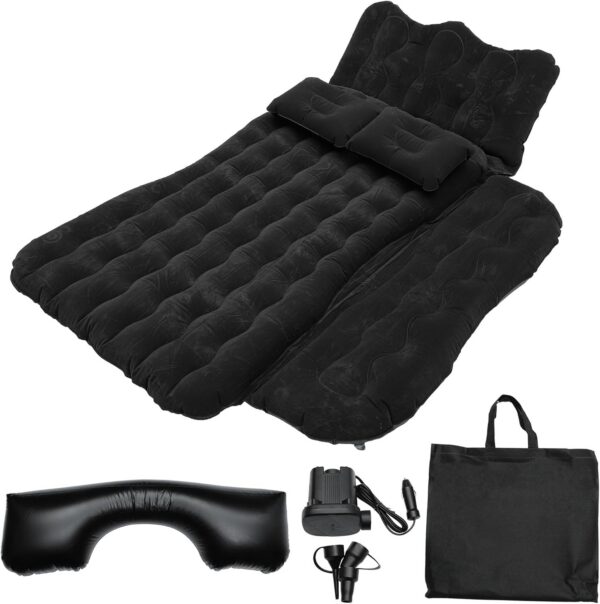 65eba2fe0871b3ad ACROPIX Inflatable SUV Truck Car Air Mattress Back Seat Camping Bed Thickened Car Sleeping Pad for Travel Car Bed SUV Mattress with Car Air Pump and Pillows Black