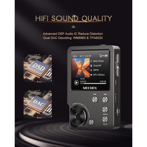 65f405e3968a777f MP3 Player, Lossless DSD High Definition Portable Hi-Fi Digital Audio Music Player with 64GB Memory Card, Supports Up to 256GB