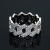 65f6dd87080bbcb6 Sterling Sier Full Moissanite Rings with Gra Double Row Diamond Cuban Chain Ring for Men Women Hip Hop Fine Jewelry