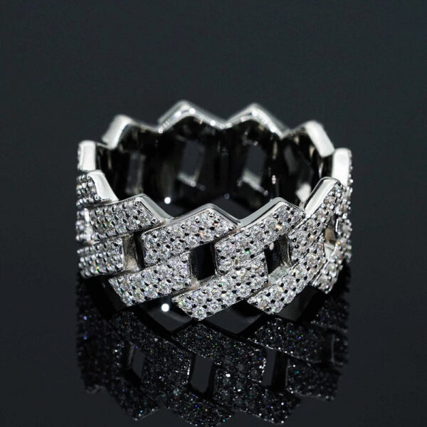 65f6dd87080bbcb6 Sterling Sier Full Moissanite Rings with Gra Double Row Diamond Cuban Chain Ring for Men Women Hip Hop Fine Jewelry
